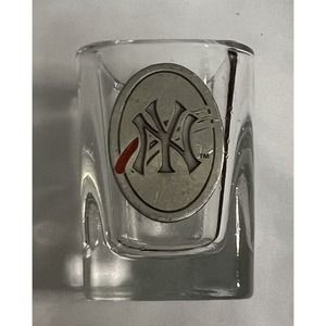 New York Yankees 2000 Square Shot Glass With Fine Pewter Logo, Genuine Merch